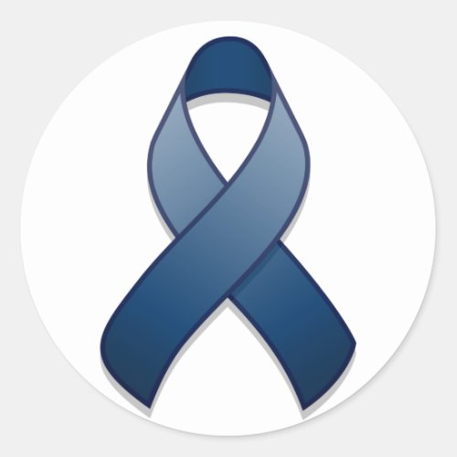 Dark Blue Awareness Ribbon Round Sticker