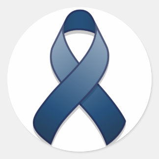 Dark Blue Awareness Ribbon Round Sticker