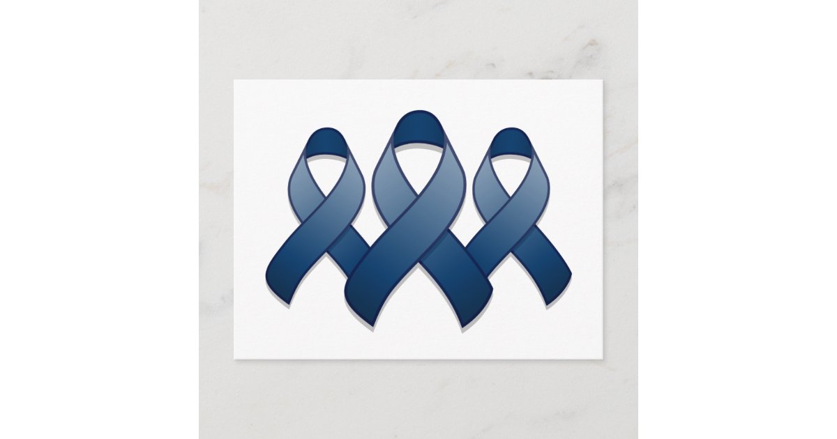 Dark Blue Awareness Ribbon Trio Postcard