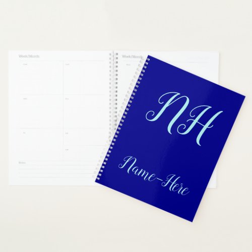 Dark Blue Background  Turquoise Script_Like Name Planner