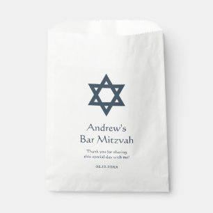 Dark Blue Bar Mitzvah Personalized Favor Bag