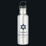 Dark Blue Bar Mitzvah Personalized Water Bottle<br><div class="desc">A modern dark blue Star of David Bar Mitzvah water bottle.</div>