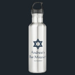 Dark Blue Bar Mitzvah Personalized Water Bottle<br><div class="desc">A modern dark blue Star of David Bar Mitzvah water bottle.</div>
