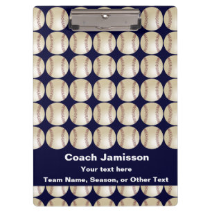 Dark Blue, Baseball, Name, Gift for Coach Clipboard