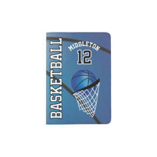 Dark Blue Basketball Design | Personalize Passport Holder