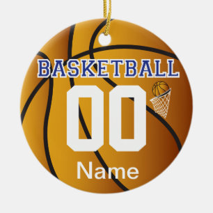 Dark Blue Basketball DIY Name & Number Ceramic Ornament