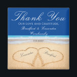 Dark Blue Beach Wedding 2 Hearts in the Sand Magnet<br><div class="desc">This Dark Blue Beach Wedding 2 Hearts in the Sand Magnet is a perfect wedding favor. Our Blue Hearts on the Beach wedding products are available on a large array of products for the perfect custom beach wedding.</div>