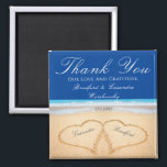 Dark Blue Beach Wedding 2 Hearts in the Sand Magnet<br><div class="desc">This Dark Blue Beach Wedding 2 Hearts in the Sand Magnet is a perfect wedding favor. Our Blue Hearts on the Beach wedding products are available on a large array of products for the perfect custom beach wedding.</div>