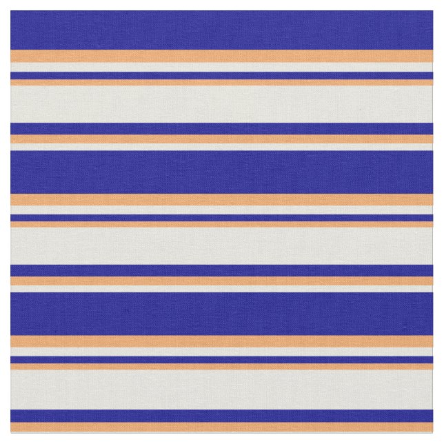 Dark Blue, Beige, and Brown Striped/Lined Pattern Fabric (Close Up)