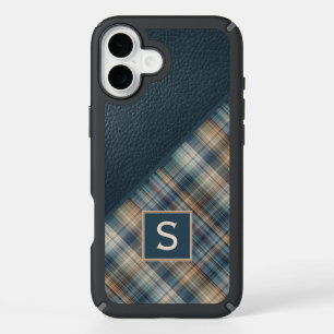 Dark Blue Beige Tan Brown Plaid Gingham Pattern iPhone 16 Plus Case