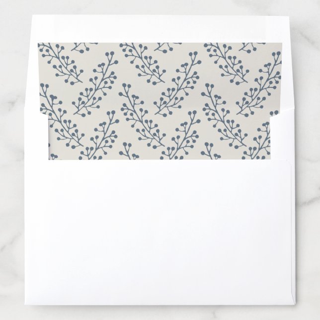 Dark Blue Berries Sprigs Cream Envelope Liner (In Envelope)