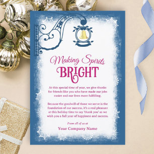 Dark Blue, Berry Pink Nostalgic Bell Holiday Card