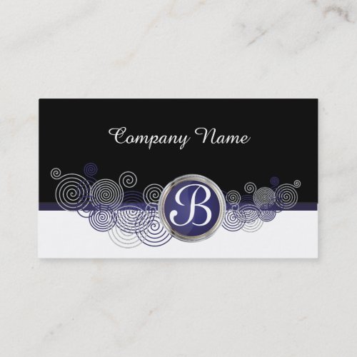 Dark Blue Black and White Abstract Business Card