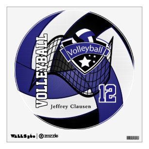 Dark Blue, Black and White Allstar Volleyball Wall Decal