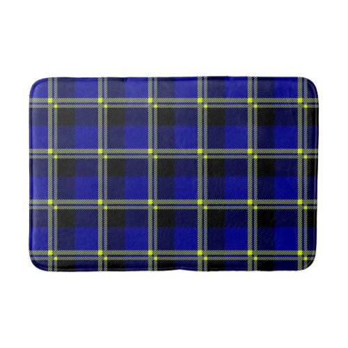 Dark Blue Black and Yellow Plaid Bath Mat