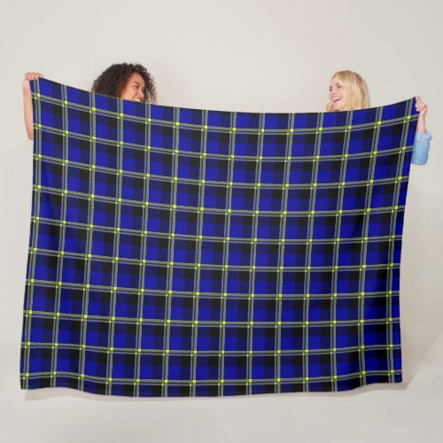 Dark Blue Black and Yellow Plaid Fleece Blanket