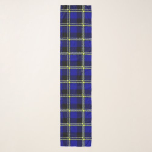 Dark Blue Black and Yellow Plaid Scarf