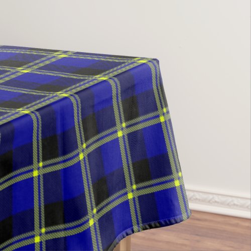 Dark Blue Black and Yellow Plaid Tablecloth