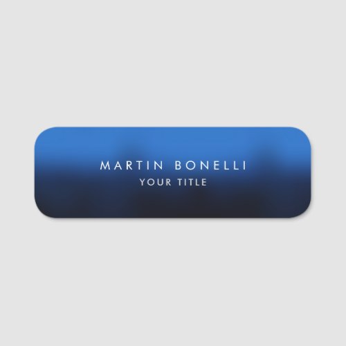 Dark Blue Black Modern Minimalist Plain Name Tag