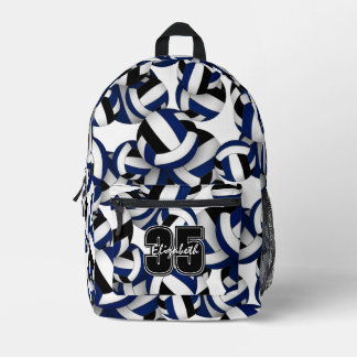 dark blue black volleyball team colors patterned  printed backpack