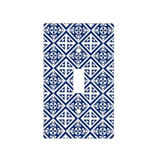 Dark Blue Block Geometric Pattern Light Switch Cover