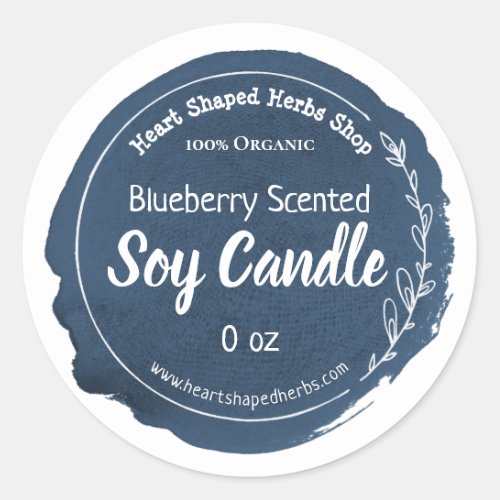 Dark Blue Blueberry Scented Soy Candle Labels