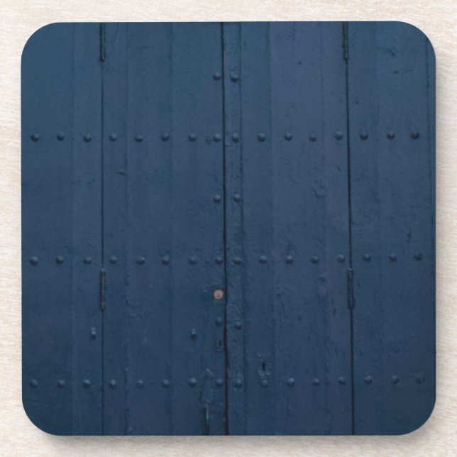Dark Blue Boathouse Door Costa Brava Spain Beverage Coaster (Front)