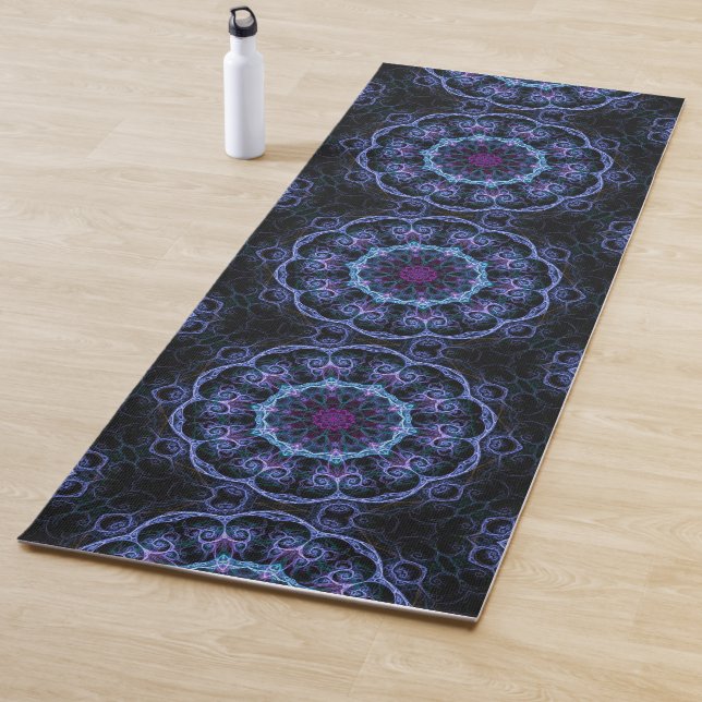 Dark Blue Boho Mandala Pattern Yoga Mat (In Situ)