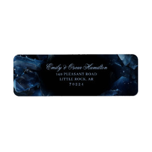 Dark Blue Boho Witch Crystals Black Return Address Label