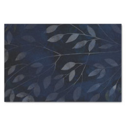 Dark Blue Botanical Leaves Modern Chic Wedding Tissue Paper