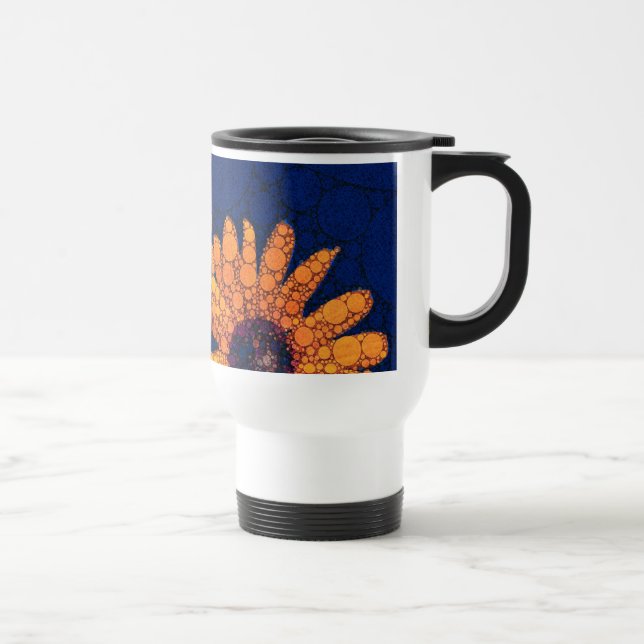Dark Blue Bright Orange Sunflowers Travel Mug (Right)