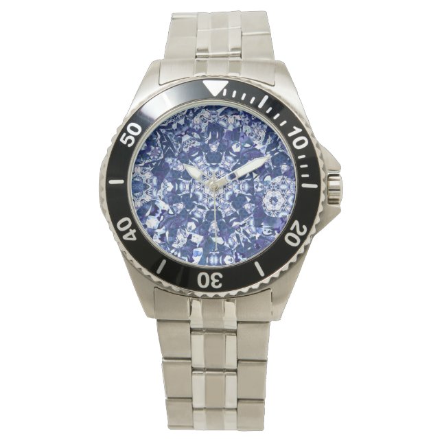 Dark blue broken kaleidoscope  watch (Front)
