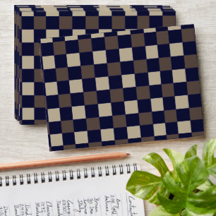 Dark Blue Brown Checks Checkerboard Pattern Envelope