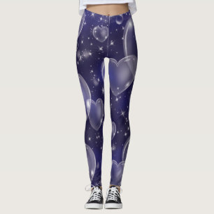 Dark Blue Bubble Hearts Cute Girly 90's  Leggings