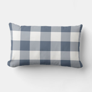 Dark Blue Buffalo Check Farmhouse Lumbar Pillow