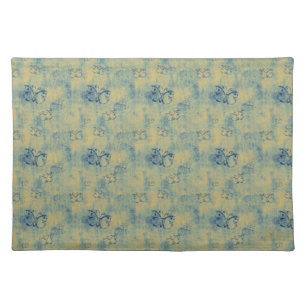 Dark Blue Butterflies on Grunge Placemat