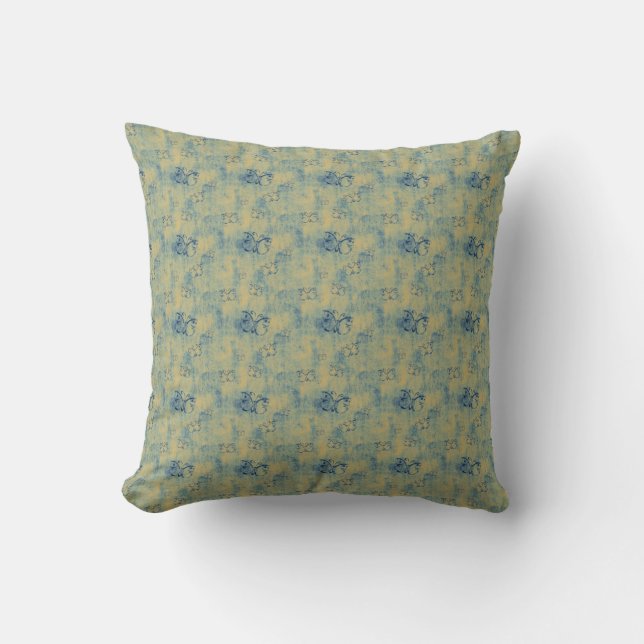 Dark Blue Butterflies on Grunge Throw Pillow (Front)