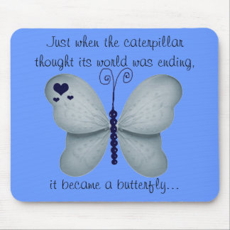 Dark Blue Butterfly Mouse Pad
