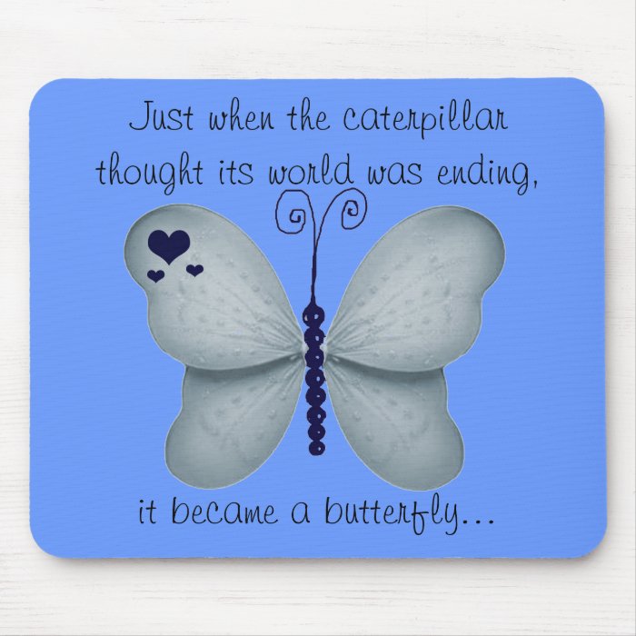 Dark Blue Butterfly Mouse Pad