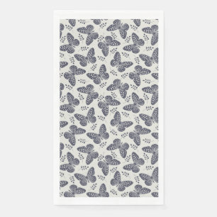 Dark blue butterfly pattern on grey background paper guest towels