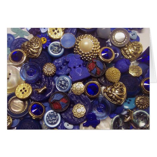 Dark Blue Button Collage Cards (Front Horizontal)