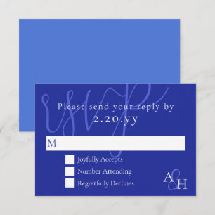 Dark Blue Calligraphy Wedding RSVP Card
