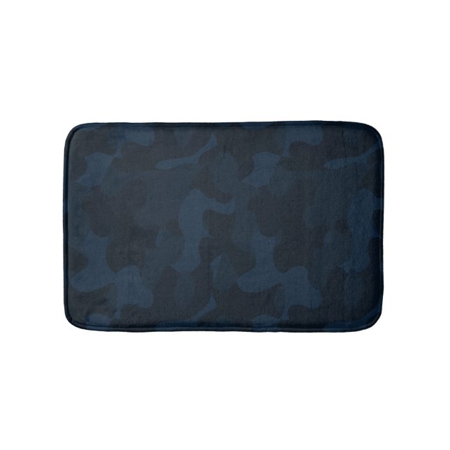 Dark Blue Camo Abstract Bath Mat (Front)