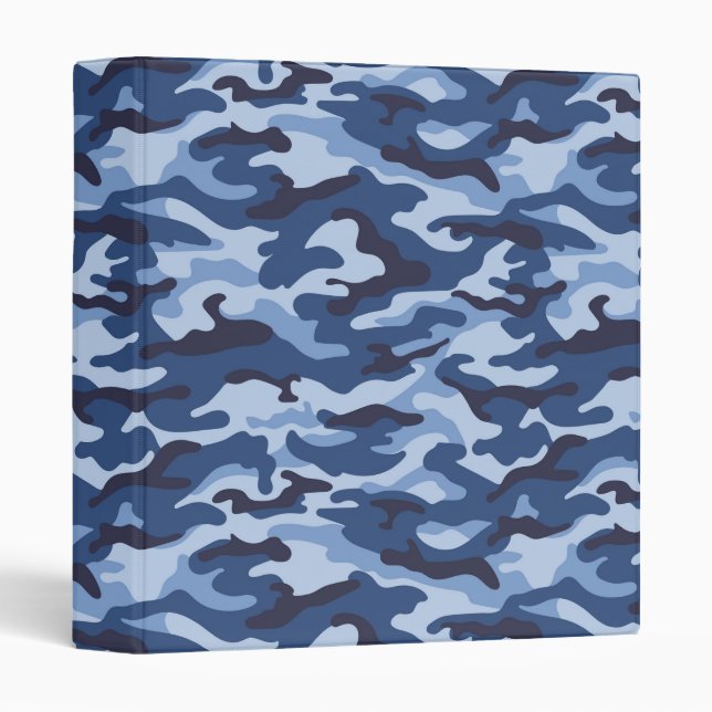Dark Blue Camouflage Pattern 3 Ring Binder (Front/Spine)