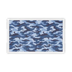 Dark Blue Camouflage Pattern Acrylic Tray