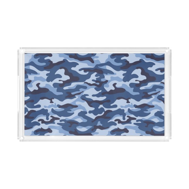 Dark Blue Camouflage Pattern Acrylic Tray (Front)