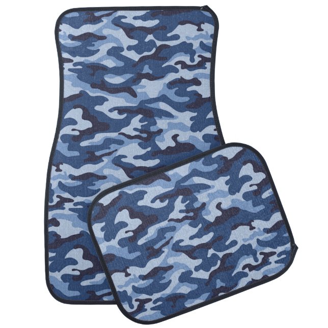 Dark Blue Camouflage Pattern Car Floor Mat (Set)