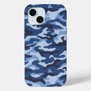 Dark Blue Camouflage Pattern iPhone 15 Case