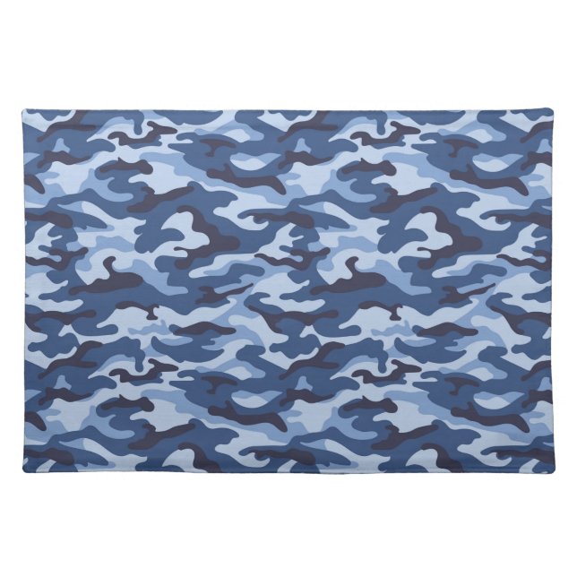 Dark Blue Camouflage Pattern Cloth Placemat (Front)