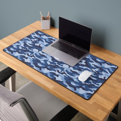 Dark Blue Camouflage Pattern Desk Mat
